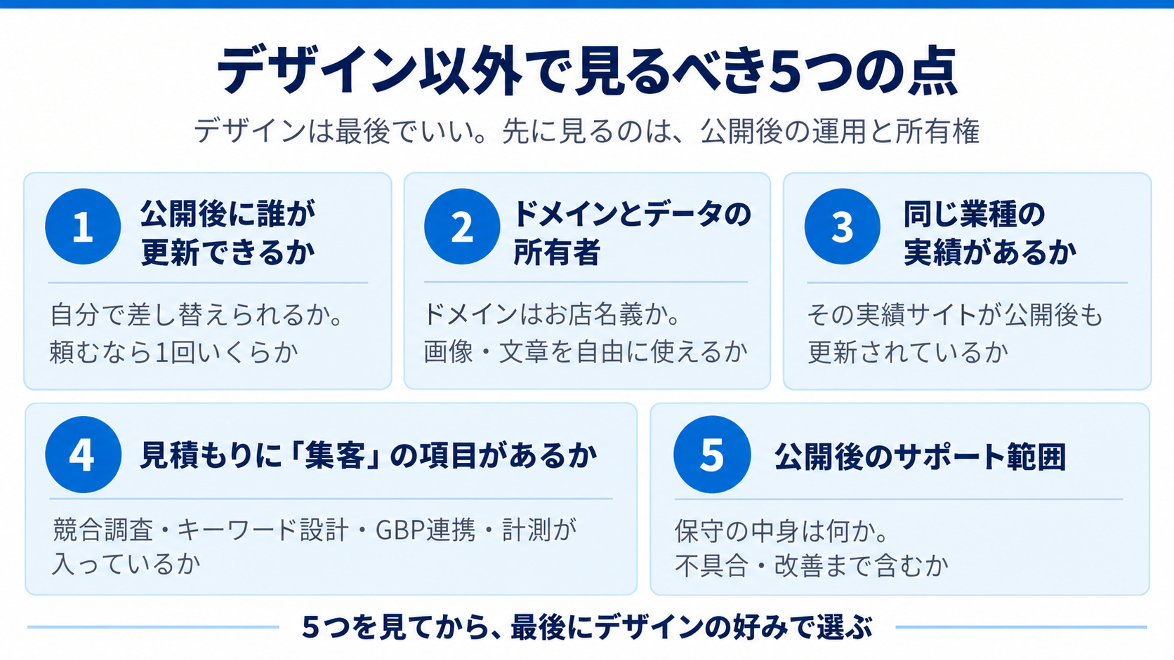 デザイン以外で見るべき5つの点