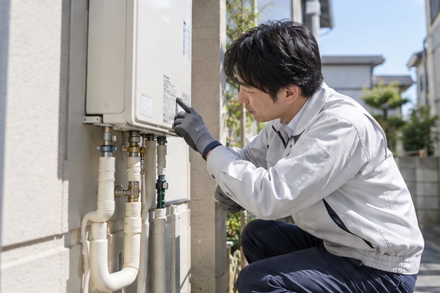 給湯器の型番と設置状況の確認(AI生成イメージ)