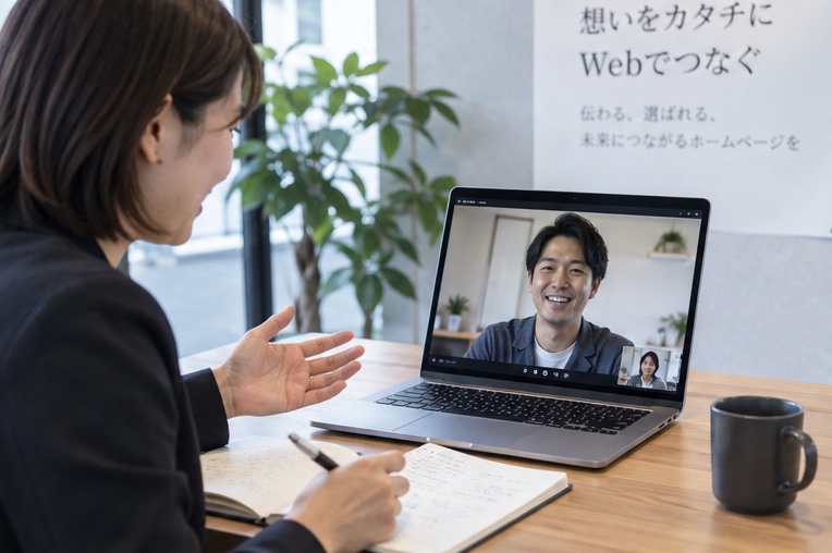 外壁塗装会社のホームページ相談・ヒアリング（AI生成イメージ）