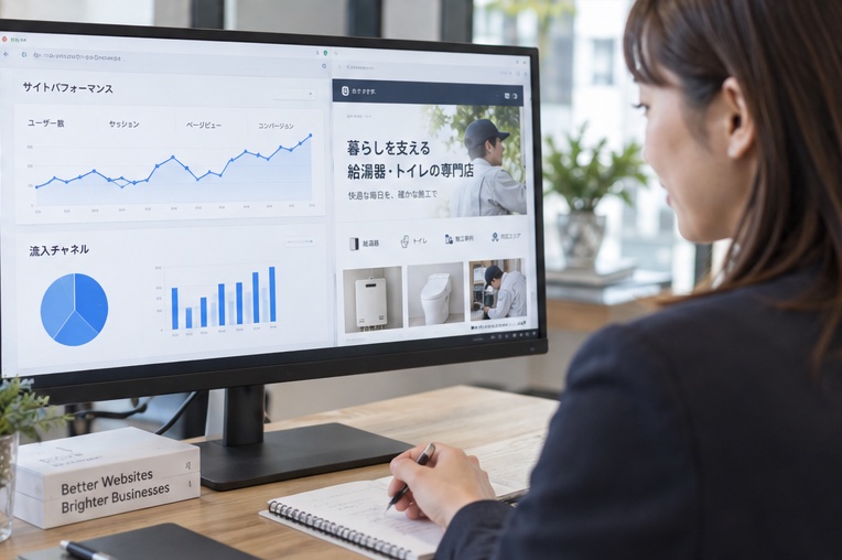 住宅設備会社のホームページ公開後の運用改善（AI生成イメージ）