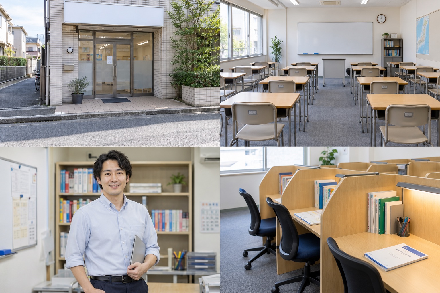 学習塾の外観・入口の撮影見本(AI生成)
