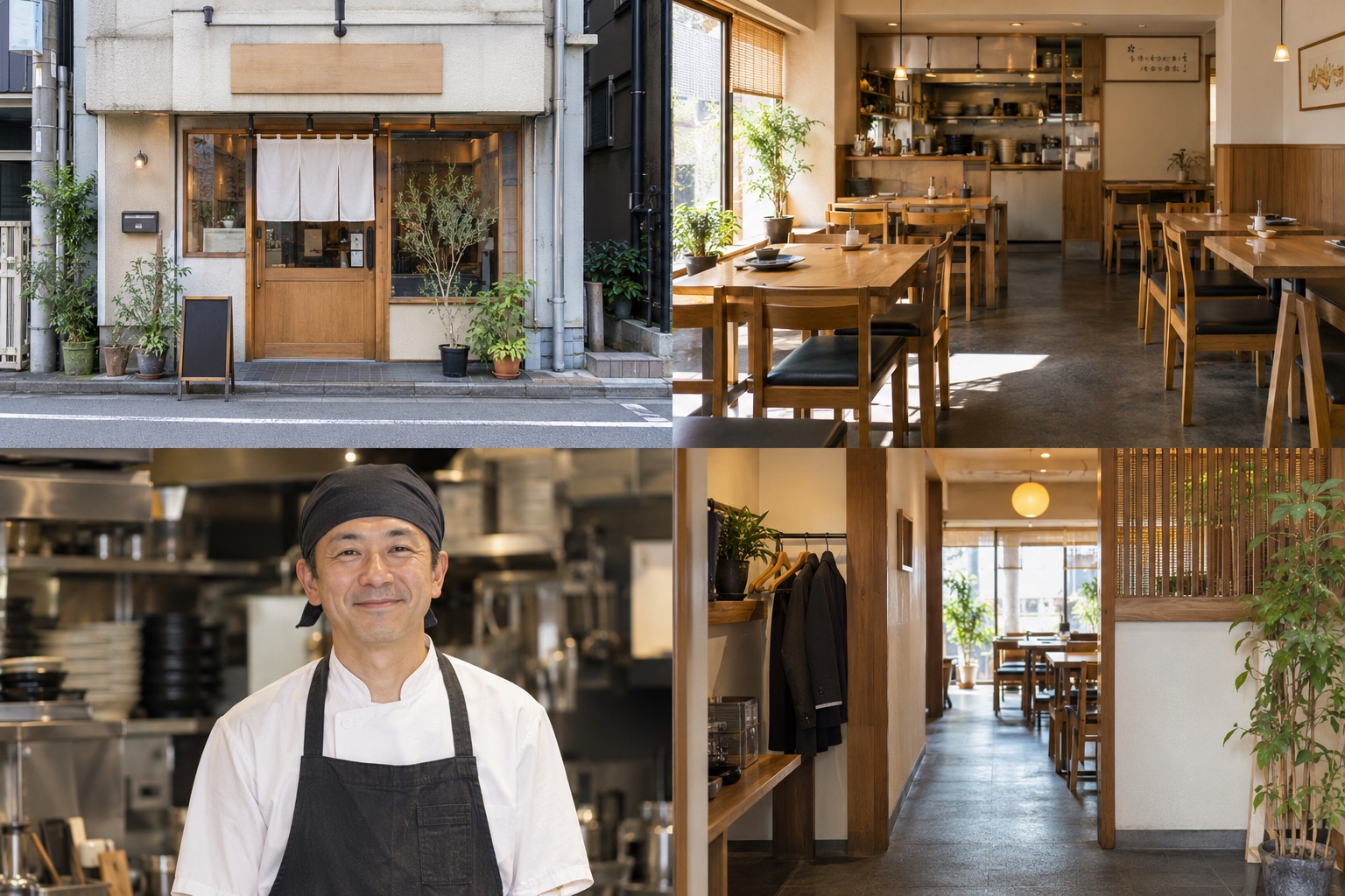 レストランの外観・入口の撮影見本(AI生成)