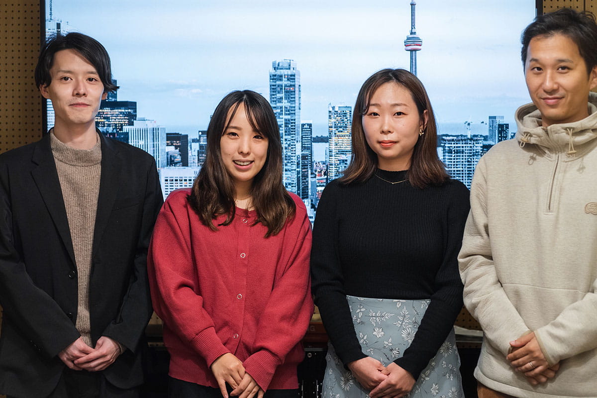 左からデジタルアスリート株式会社樫内、有馬、株式会社feileB工藤さん、村山さん