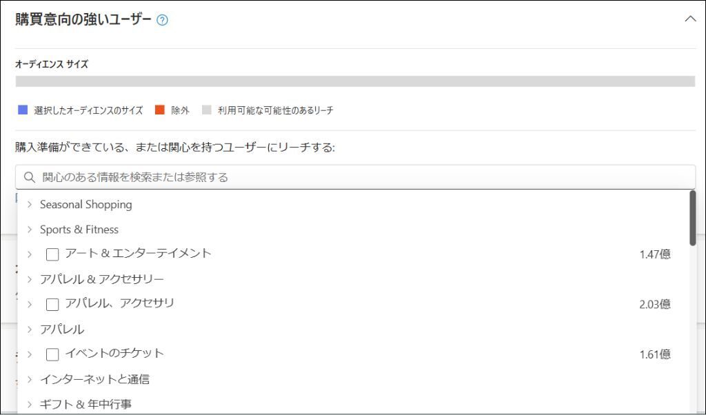 購買意欲の高いユーザー設定